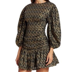 Rhode Donna Geo-Print Metallic Blouson- Sleeve